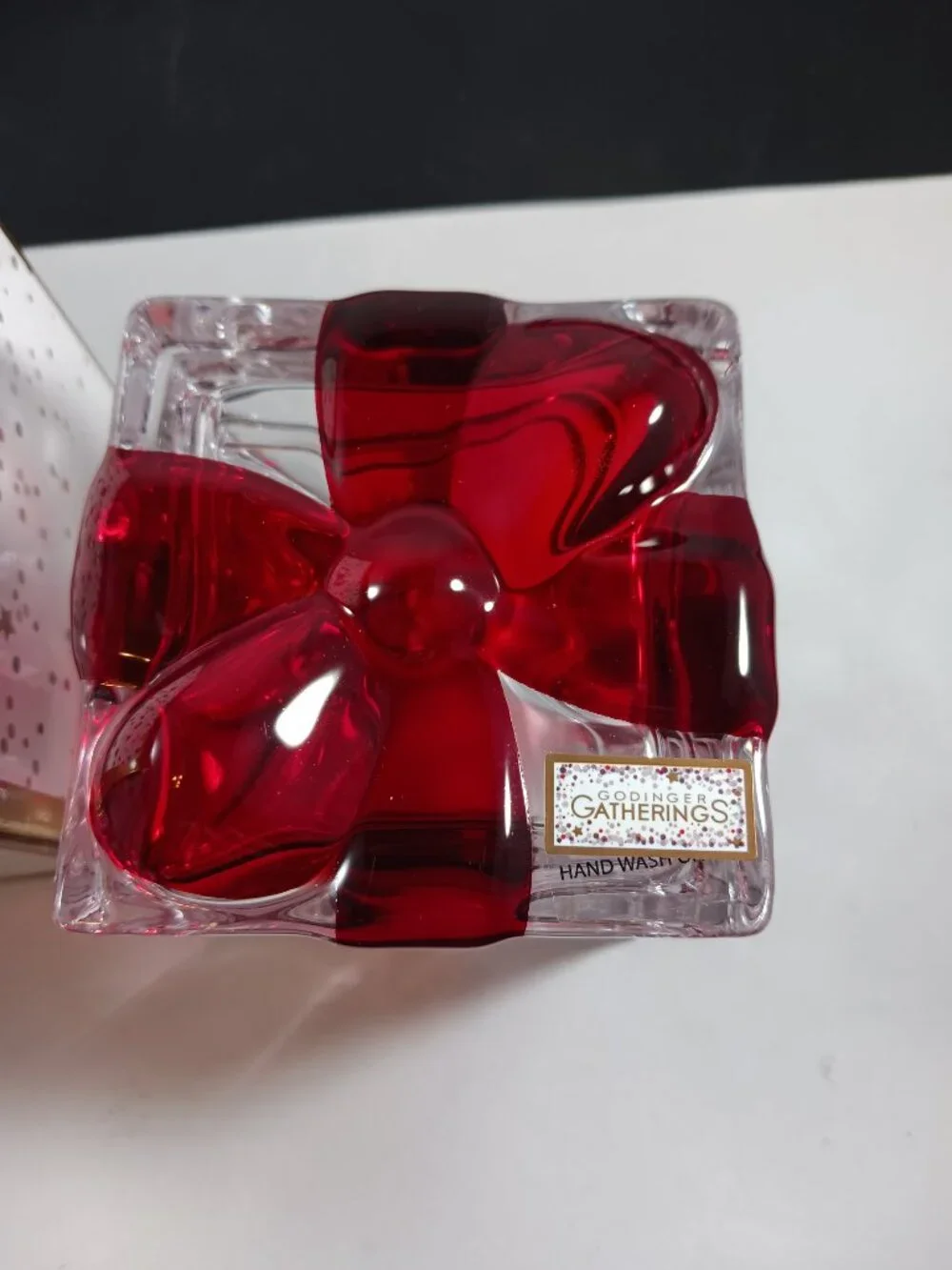 Godinger Gatherings Shannon Crystal Clear Red Bow Gift Box Jewelry Trinket Candy